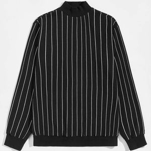 SHEIN Men Mock-Neck Striped Print Sweatshirt